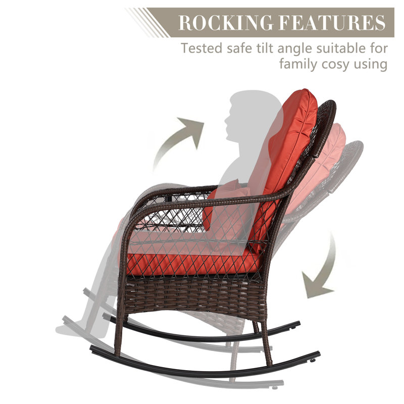 Beachcrest Home Bessemer 2 Person Outdoor Rocking Chair with Cushions